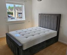 New Ottoman Upholstered Bed, Double Bed with Hydraulic Lifting Bar, Height Adjustable Padded Headboard, Metal Slatted Frame, Youth Bed, Adult Bed