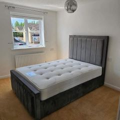 New Ottoman Upholstered Bed, Double Bed with Hydraulic Lifting Bar, Height Adjustable Padded Headboard, Metal Slatted Frame, Youth Bed, Adult Bed