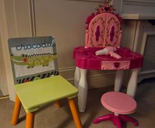 child's chair and vanity set