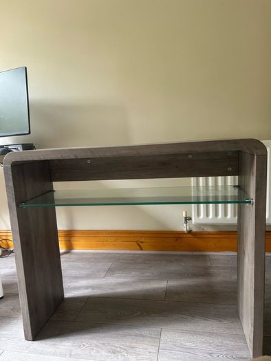 Grey Console Table with glass shelf