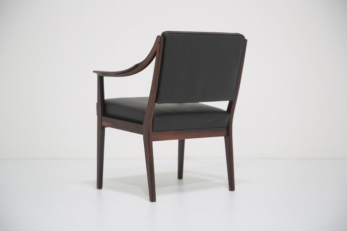 Vintage Rosewood and Black Leather Armchair by Karl Erik Ekselius for JOC Vetlanda, 1960s