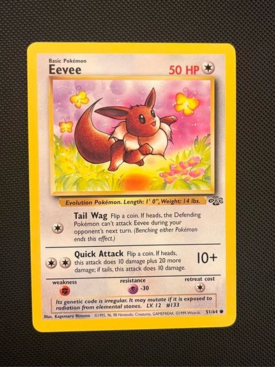 Vintage Pokemon Cards Trio Eevee 51/64 Meowth 56/64 Jigglypuff 54/64 Jungle 1999 NM