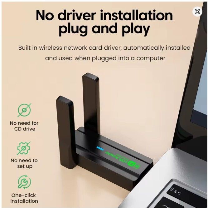 650Mbps WiFi USB Adapter 2.4GHz+5.8GHz Dual Band Wireless Network Card Driver Free For PC Windows XP/7/8/8.1/10/11