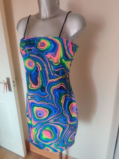 Brand new Shein over the knee multi colour strappy dress  size L UK12/14 EU40/42 Postage included