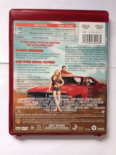 The Dukes Of Hazzard [2005] Johnny Knoxville, Seann William Scott, Jessica Simpson, Burt Reynolds, Joe Don Baker, Lynda Carter & Willie Nelson [HD-DVD Movie]