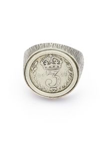 Vintage 925 Sterling Silver 1911 3d Threepence Coin Ring, Signed & Full British Hallmarks, 1975