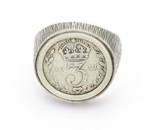 Vintage 925 Sterling Silver 1911 3d Threepence Coin Ring, Signed & Full British Hallmarks, 1975