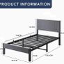 Metal Single Bed Frame with Storage and Shelf Headboard, 3ft Upholstered Metal Single Bed Frame with Slats Enhanced Support, No Box Spring Needed, Noise Free,Easy Assembly,Dark Gray bed frames Image 2