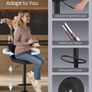 Bar Stools Set of 2, Adjustable with Backs, 360 Swivel PU Leather, Metal Footrest, for Kitchen Dining Reception, Ink Black Image 7