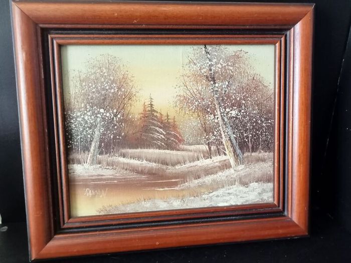 Signed Oil Painting Beautiful Winter Landscape
