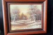 Signed Oil Painting Beautiful Winter Landscape