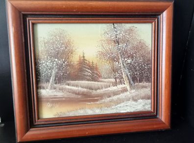 Signed Oil Painting Beautiful Winter Landscape