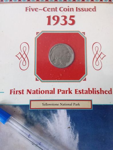 U.S.A. Mint Stamps : Buffalo Nickel Stamp And Coin Panel : " Yellowstone National Park "