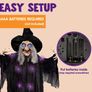 72 Inch Hanging Animated Talking Witch Decoration with Light-up Eyes and Sound Activation Function for Halloween Haunted House Prop Image 7