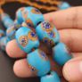 Vintage Blue Millefiori Glass Beads Strand Necklace 22 inches Long Image 6