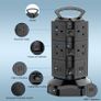 Tower Extension lead 2M, 10 Way (13A 3000W) Surge Protected Extension Sockets with 2 USB C and 2 USB A, Multi Plug Socket with 3 Independent Switches,Power Strip for Home, Office, Kitchen Image 3