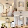 Pendant Light Fixture,Industrial 5 Light Matte Black and Golden Finish Candle Ceiling Light,Adjustable Height E14 Base Hanging Chandelier for Dining Room,Kitchen Island,Living Room,Bedroom,Hallway Image 2