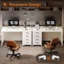 Computer Desk with Drawers 120 x 48 cm Office Storage Headphone for Small Spaces Reversible Study Table Home White Image 5