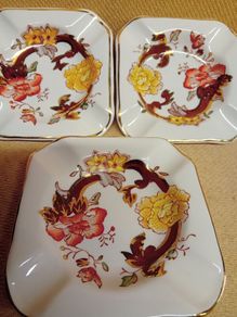 Vintage Masons Ironstone Brown Velvet Ashtray x 3