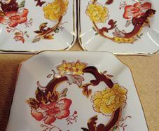 Vintage Masons Ironstone Brown Velvet Ashtray x 3