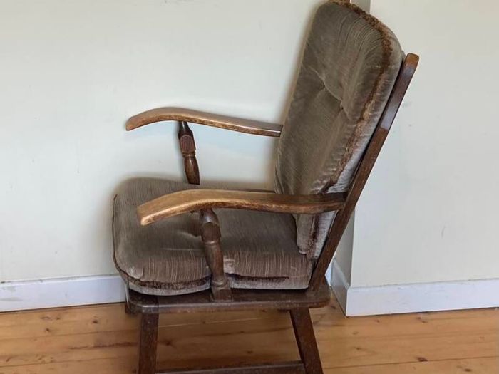 Classic Vintage Upholstered Armchair | Solid Wood Frame