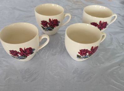 4 Rose Pattern Cups