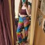 VINTAGE 1990s rainbow tie dye corduroy cotton flares S M Made in India Pride lgbtq festival Image 9