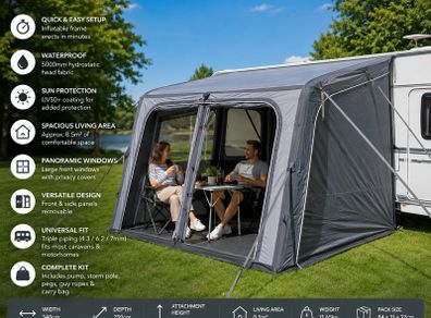 Inflatable caravan awning 340cm x 250cm