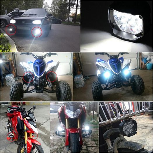 6LED Car Van Camera DRL 12V Motorcycle Headlights White Super Bright Working Front Light 1500LM Car Van Camper LED Scooters Spotlight Motorbike Fog Lamp