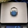925 Vintage Sterling Silver & Blue Chalcedony Ring Image 10