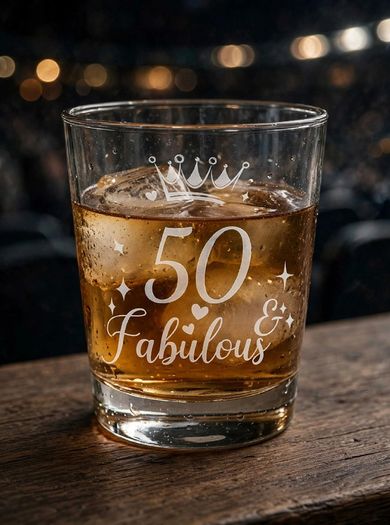 50 & Fabulous Laser-Engraved Whiskey Tumbler