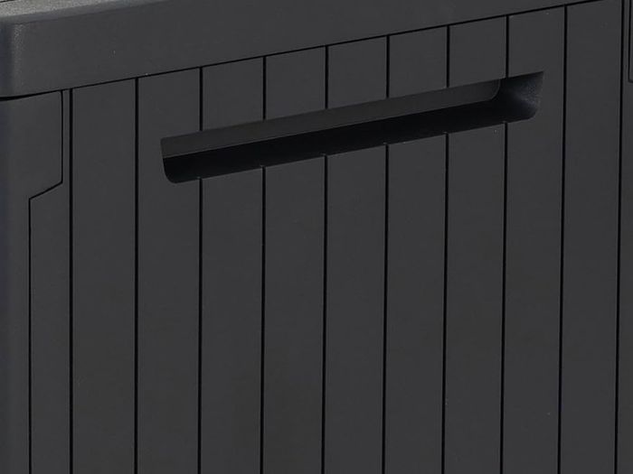 NEW SALE | Outdoor 96% recycled Small Balcony Garden Furniture Storage Box Grey Wood Panel Effect | Fade Free | All Weather Resistant | Safe and Secure | Zero Maintenance