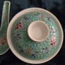 Vintage 4-Piece Chinese Jingdezhen Turquoise Gaiwan Tea Set, Plate & Spoon (1950s/70s) Image 4