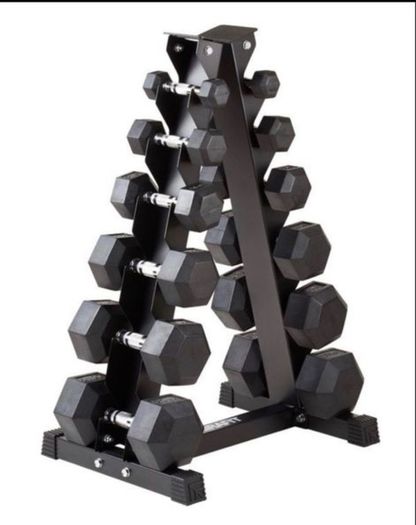 2.5kg - 25kg Hex Dumbbells + 6 Tier Storage Rack