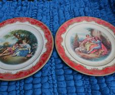 2 Antique Tin Plate Metal Box Co Portland Ware MELODY Shepherds Romantic 10" Wear