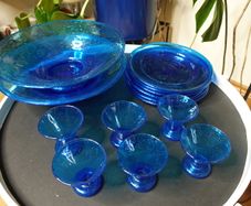 Cobalt Blue Ice Cream Set - Very unique - Hand Made