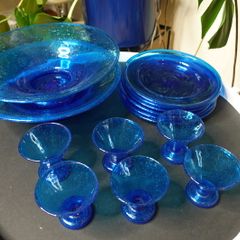 Cobalt Blue Ice Cream Set - Very unique - Hand Made