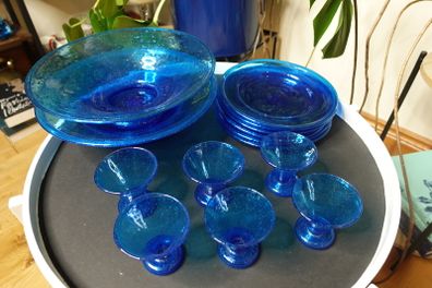 Cobalt Blue Ice Cream Set - Very unique - Hand Made