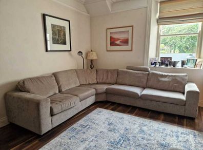 Grey Corner Sofa with Chair