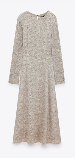 Zara printed dress ecru white with black dots, Small