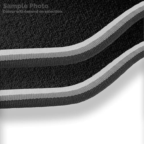 Car Mats to fit Volkswagen T-ROC (2017 -) Black Carpet with Grey & Silver Trim & Black Rectangle Heel Pad