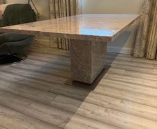 Large Marble Dining Table 180cm Single Pedestal Base plus 6 chairs