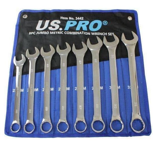 8 Piece Jumbo Metric Combination Spanner Set