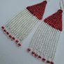 Red fringe earrings, silver earhooks Image 6