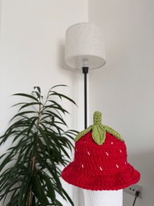 Handmade crochet strawberry hat