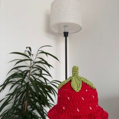 Handmade crochet strawberry hat