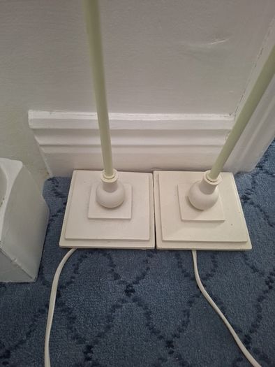 Two Cream Pedestral Dunnes Lamps
