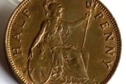 1934 Halfpenny George V bronze coin