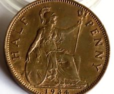 1934 Halfpenny George V bronze coin