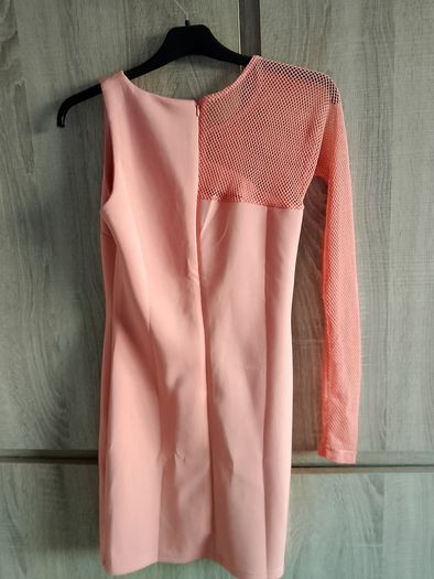 New mini dress one arm mesh net size sm coral